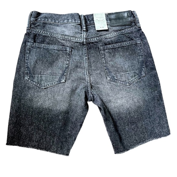 All Saints Men Switch Black Denim Shorts Button Fly Frayed Hem Multiple Size NWT - Picture 2 of 6